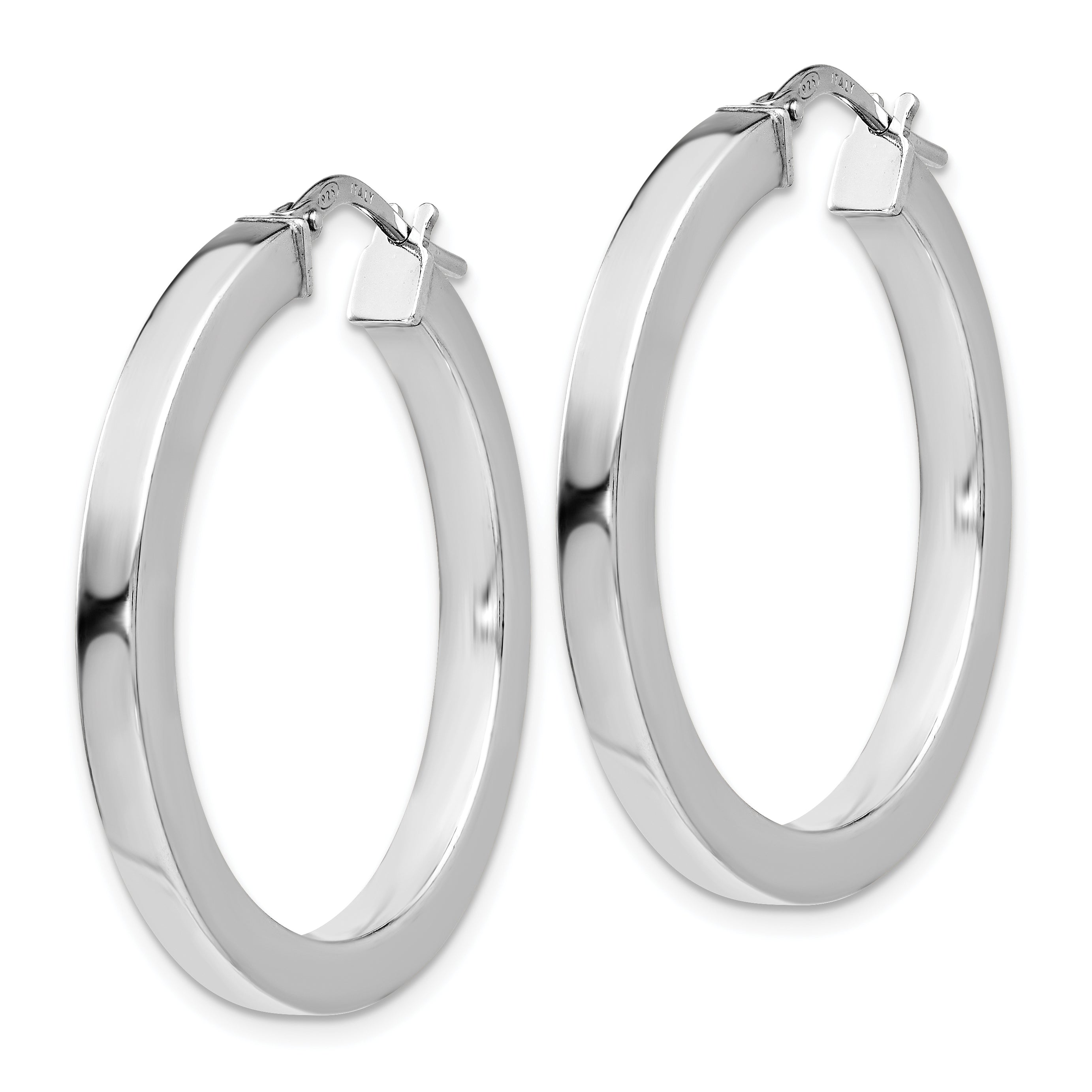 Sophia Jewelers 925 Sterling Silver Polished Hoop Earrings in Elegant Rhodium