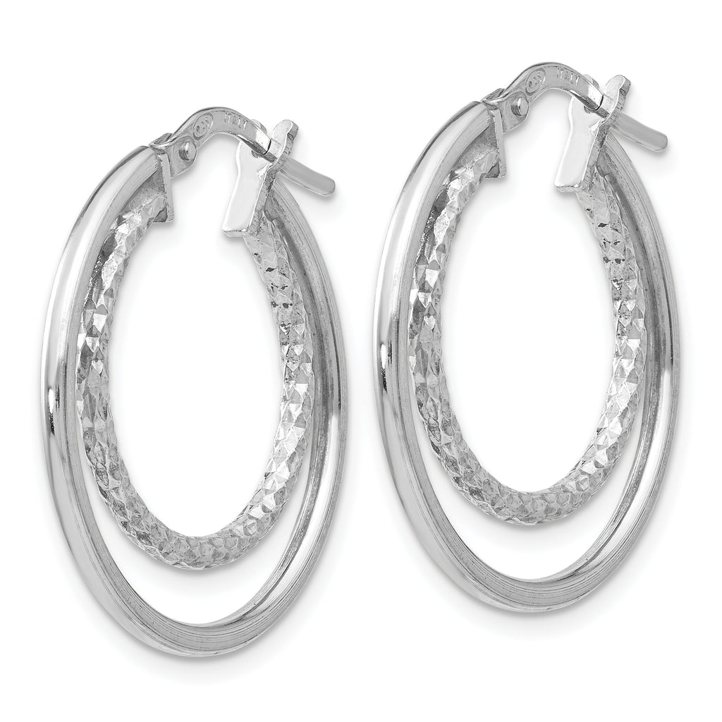 Sophia Jewelers Sterling Silver 925 Polished Textured Hoop Earrings