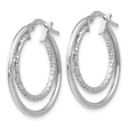 Sophia Jewelers Sterling Silver 925 Polished Textured Hoop Earrings