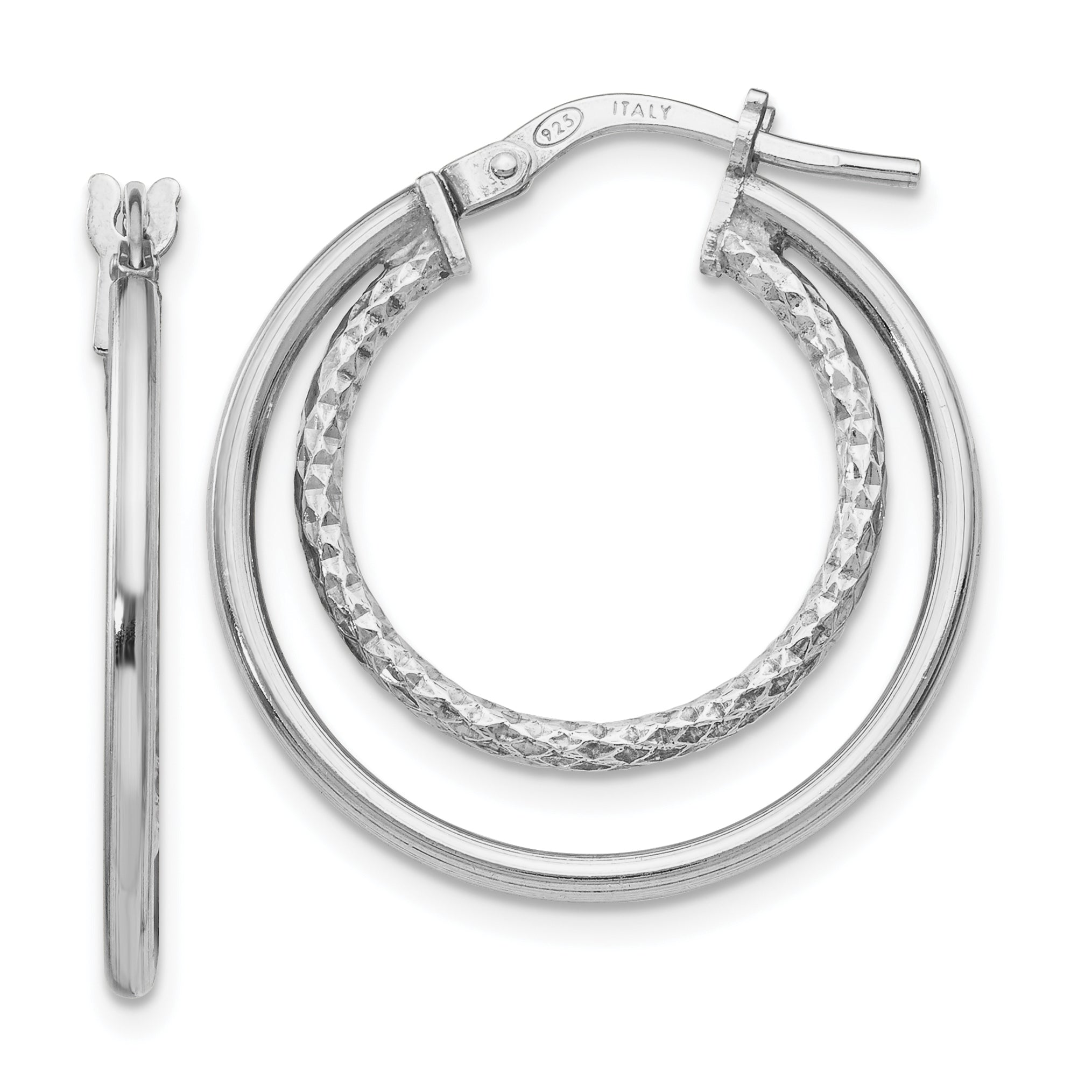 Sterling Silver Polished D/C Hoop Earrings