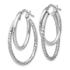Sophia Jewelers: Polished Diamond-Cut Sterling Silver Oval Hoop Earrings