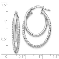 Sophia Jewelers: Polished Diamond-Cut Sterling Silver Oval Hoop Earrings