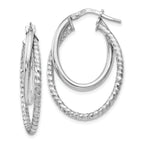 Sterling Silver Polished D/C Oval Hoop Earrings
