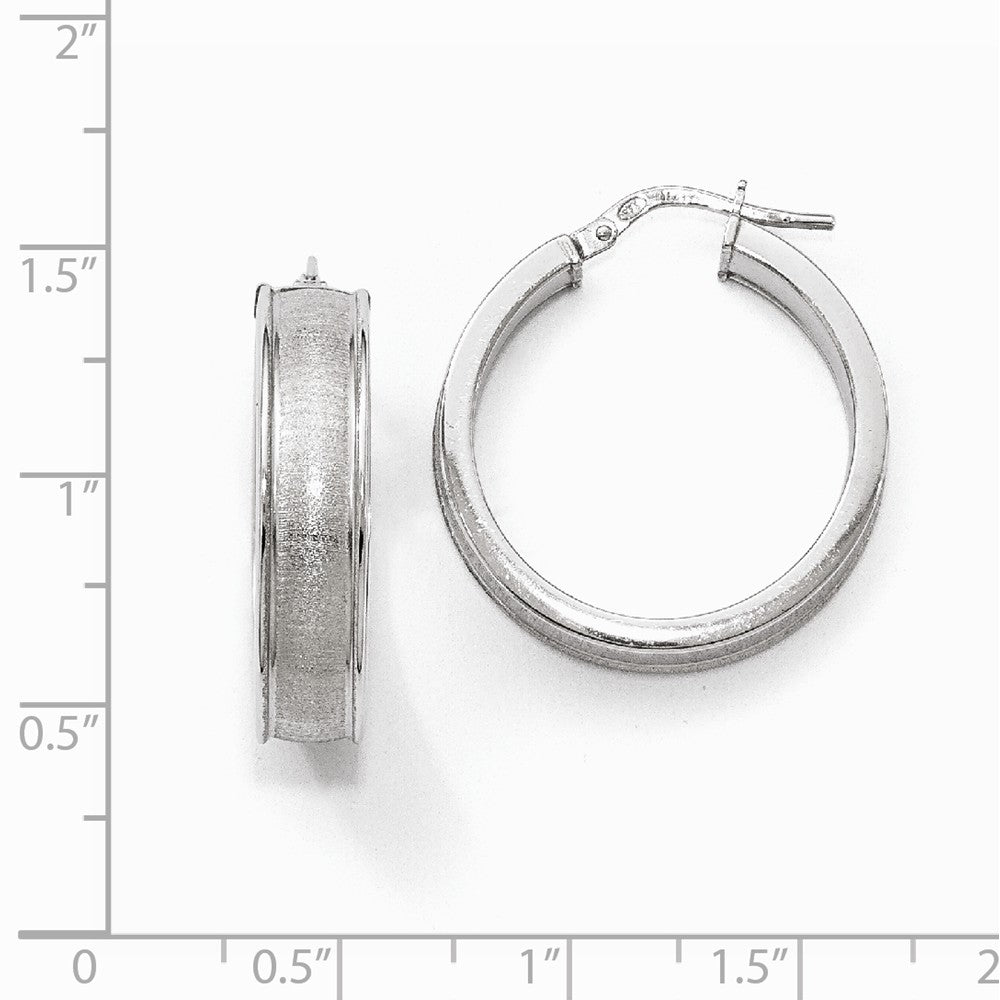Leslie's Sterling Silver Polished Scratch-finish Hoop Earrings