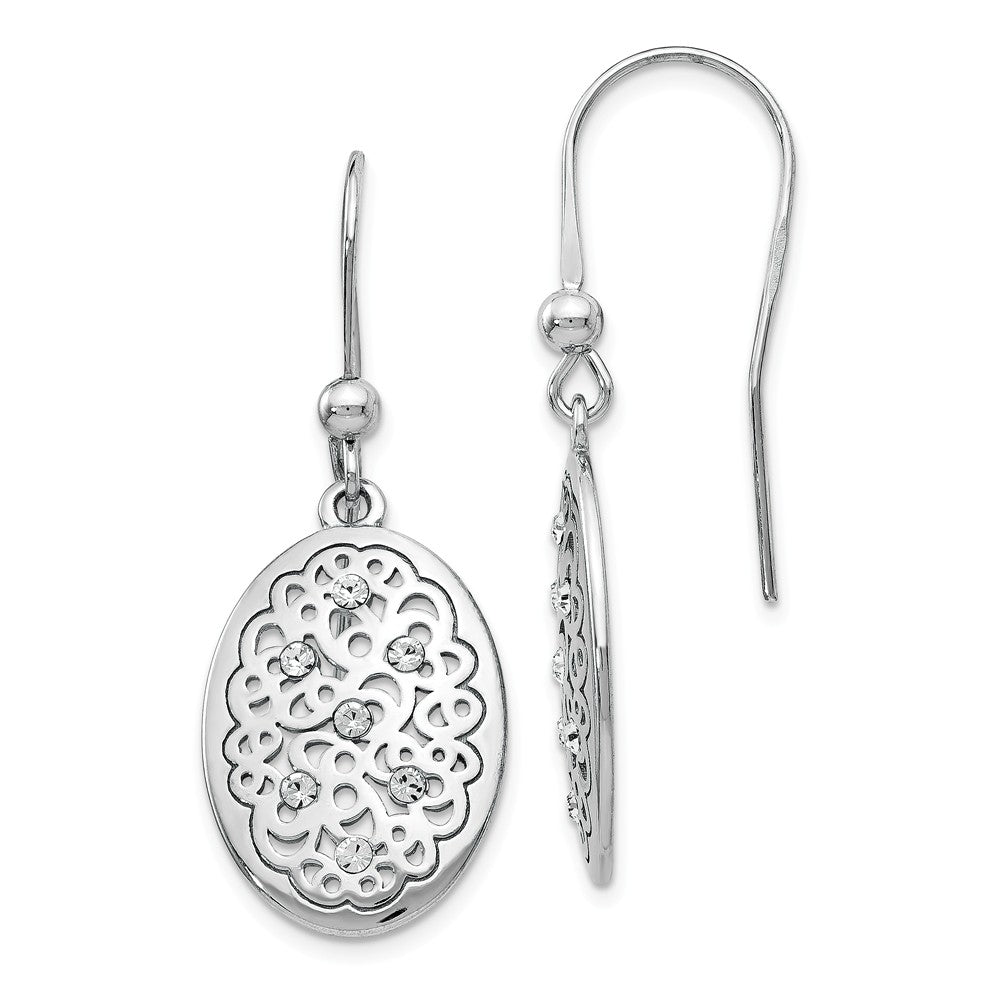 Leslie's Sterling Silver Polished Preciosa Crystal Earrings