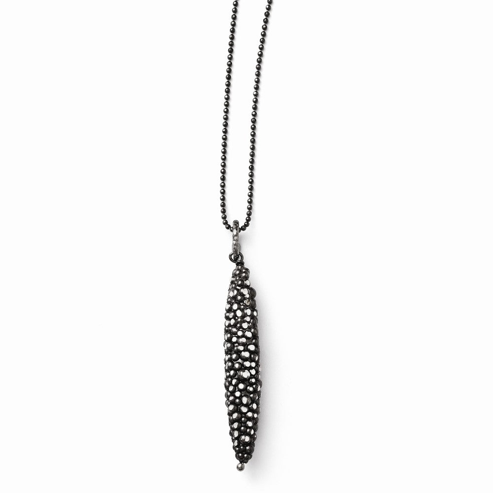 Leslie's SS and Ruthenium Plated Textured w/ 2in ext. Necklace