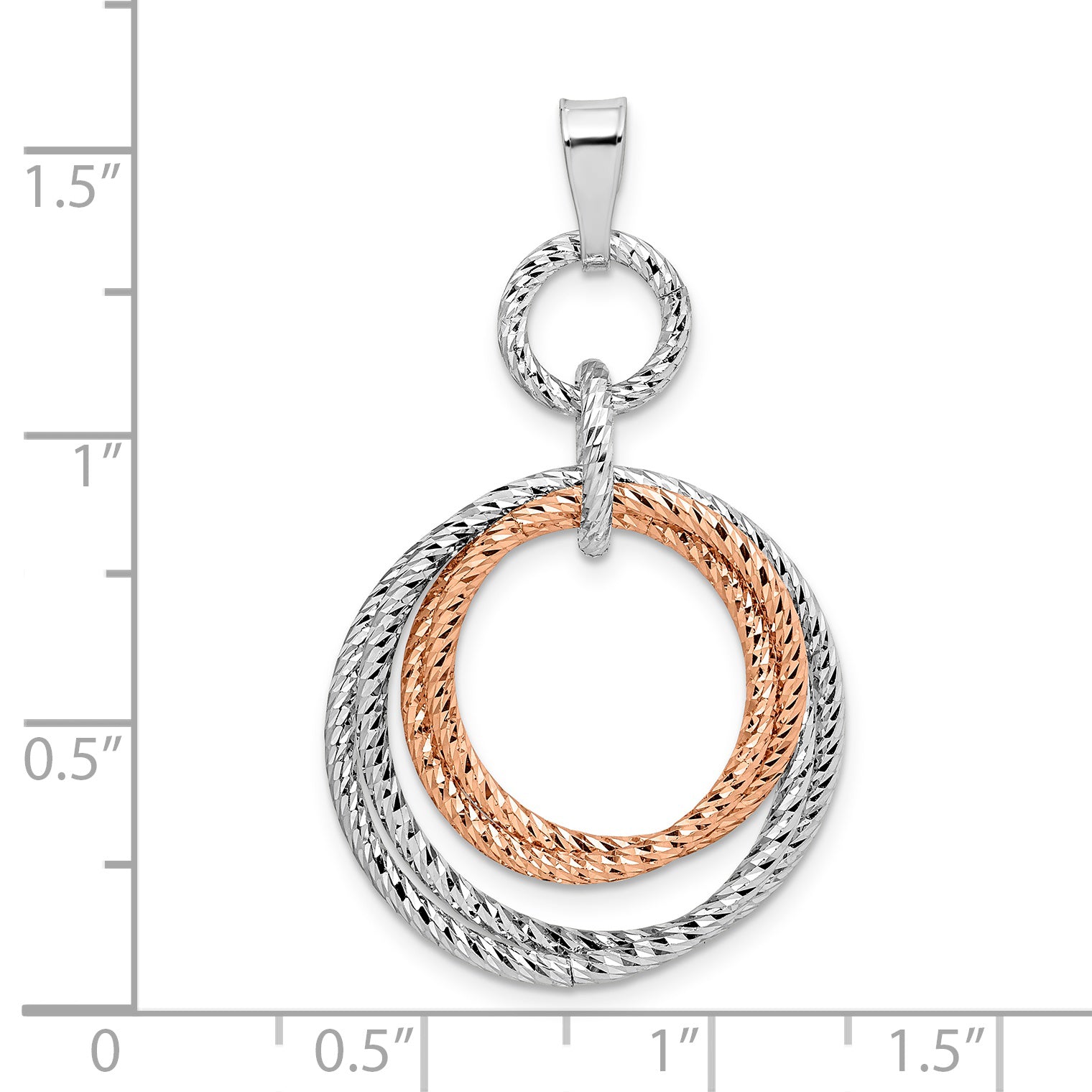 Sterling Silver Rose Gold-plated Rh-plated D/C Pendant