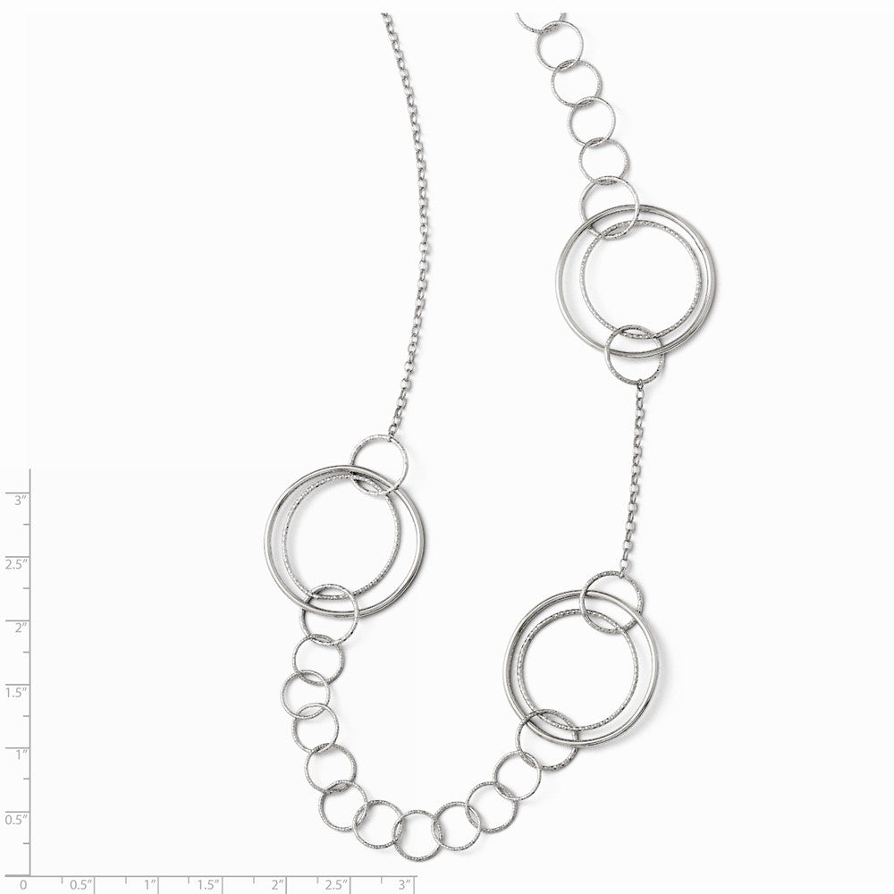 Leslie's Sterling Silver Polished and Textured Link Necklace