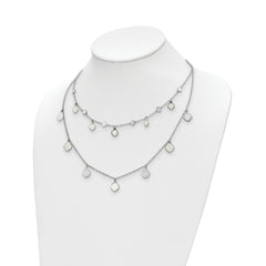 Sterling Silver Rh-plated MOP 2-strand w/ 1.5in ext. Choker