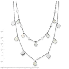 Sterling Silver Rh-plated MOP 2-strand w/ 1.5in ext. Choker