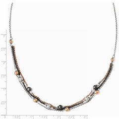 Leslie's Sterling Silver, Ruthenium & Rose Gold-plated D/C Necklace