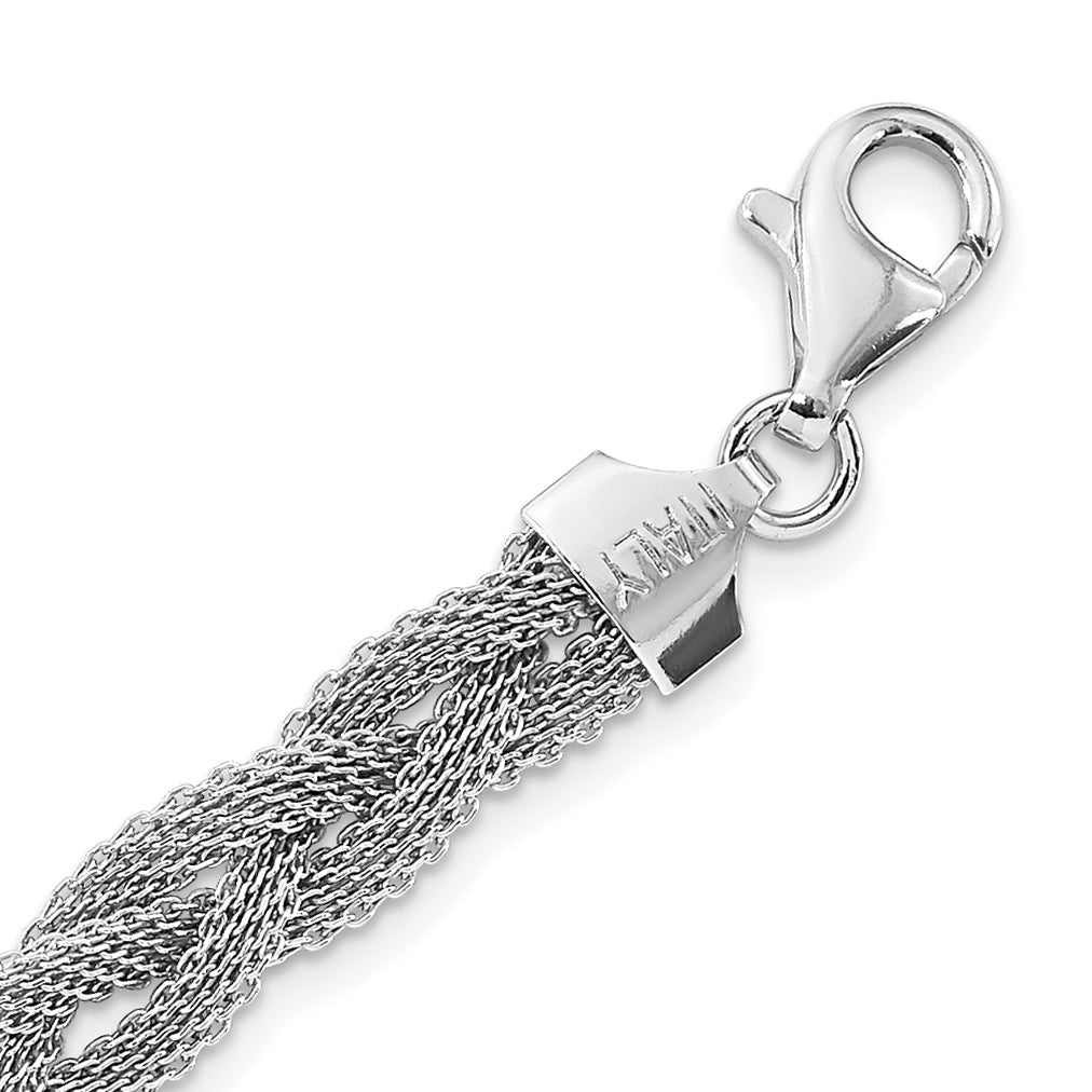 Sterling Silver Rhodium-plated Braided Polished Necklace