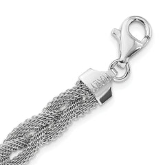 Sterling Silver Rhodium-plated Braided Polished Necklace