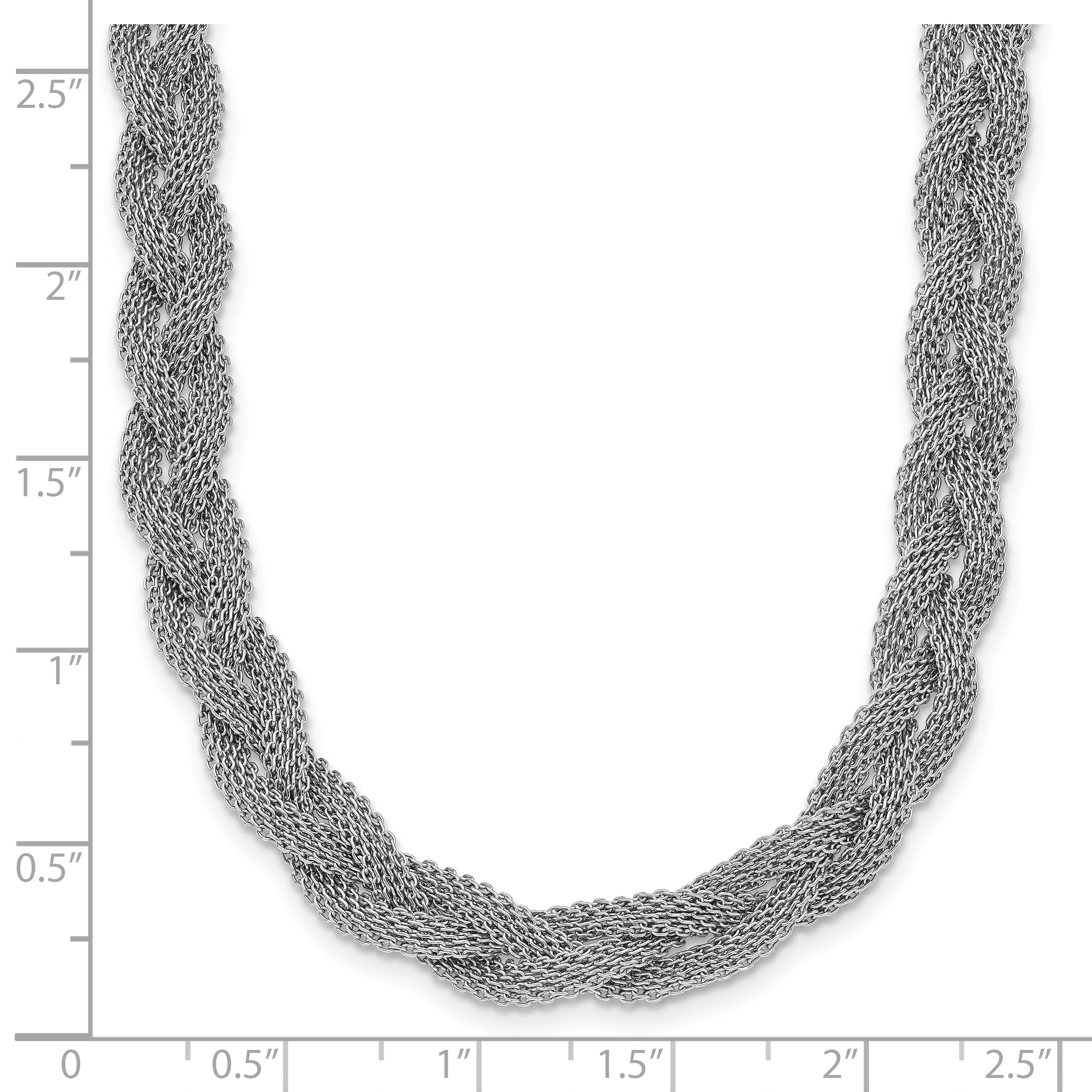 Sterling Silver Rhodium-plated Braided Polished Necklace