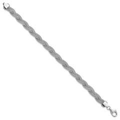 Sterling Silver Rhodium-plated Braided Polished Bracelet - 7.5