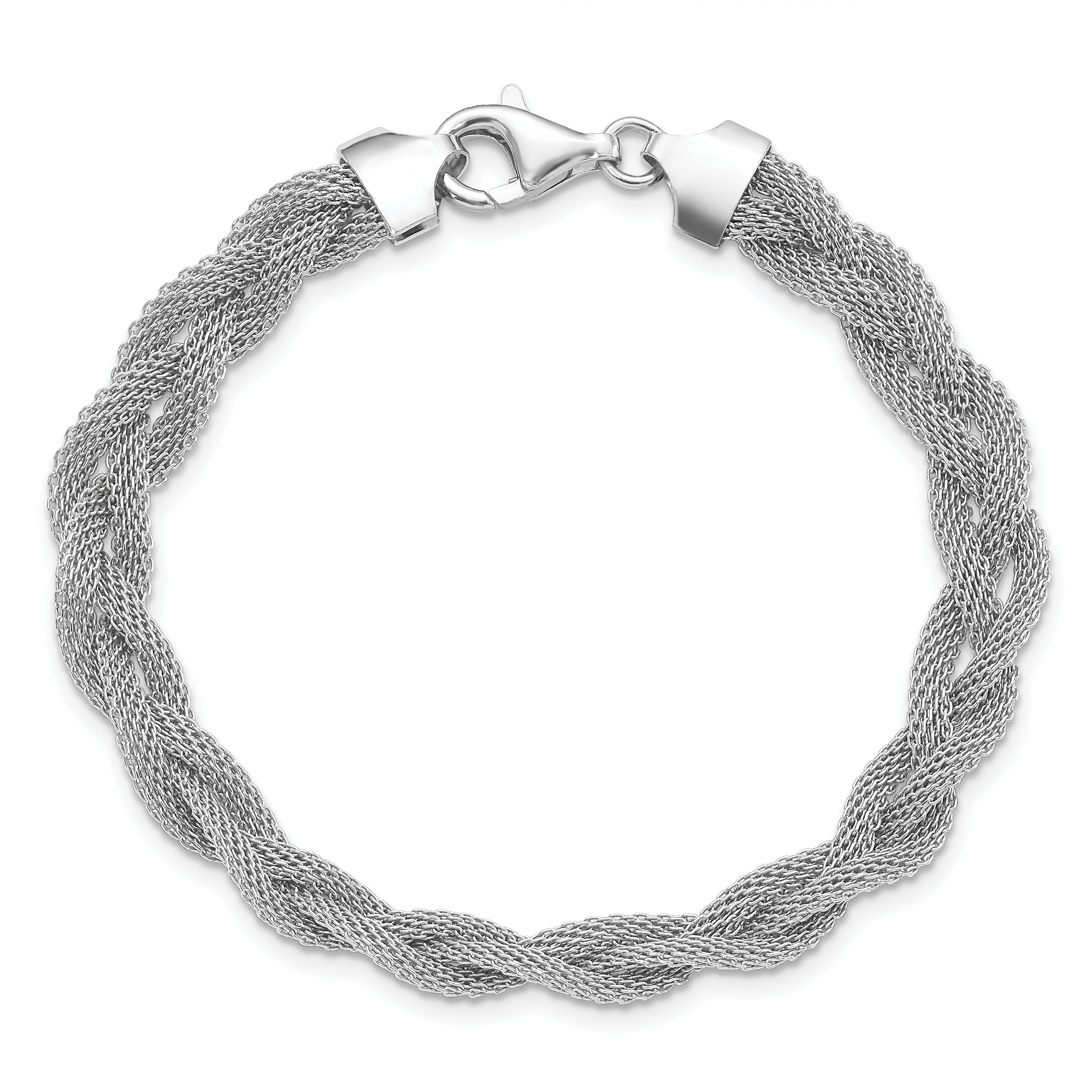 Sterling Silver Rhodium-plated Braided Polished Bracelet - 7.5