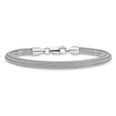Sterling Silver Rhodium-plated Polished Mesh Woven Bracelet - 7.5