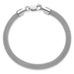 Sterling Silver Rhodium-plated Polished Mesh Woven Bracelet - 7.5