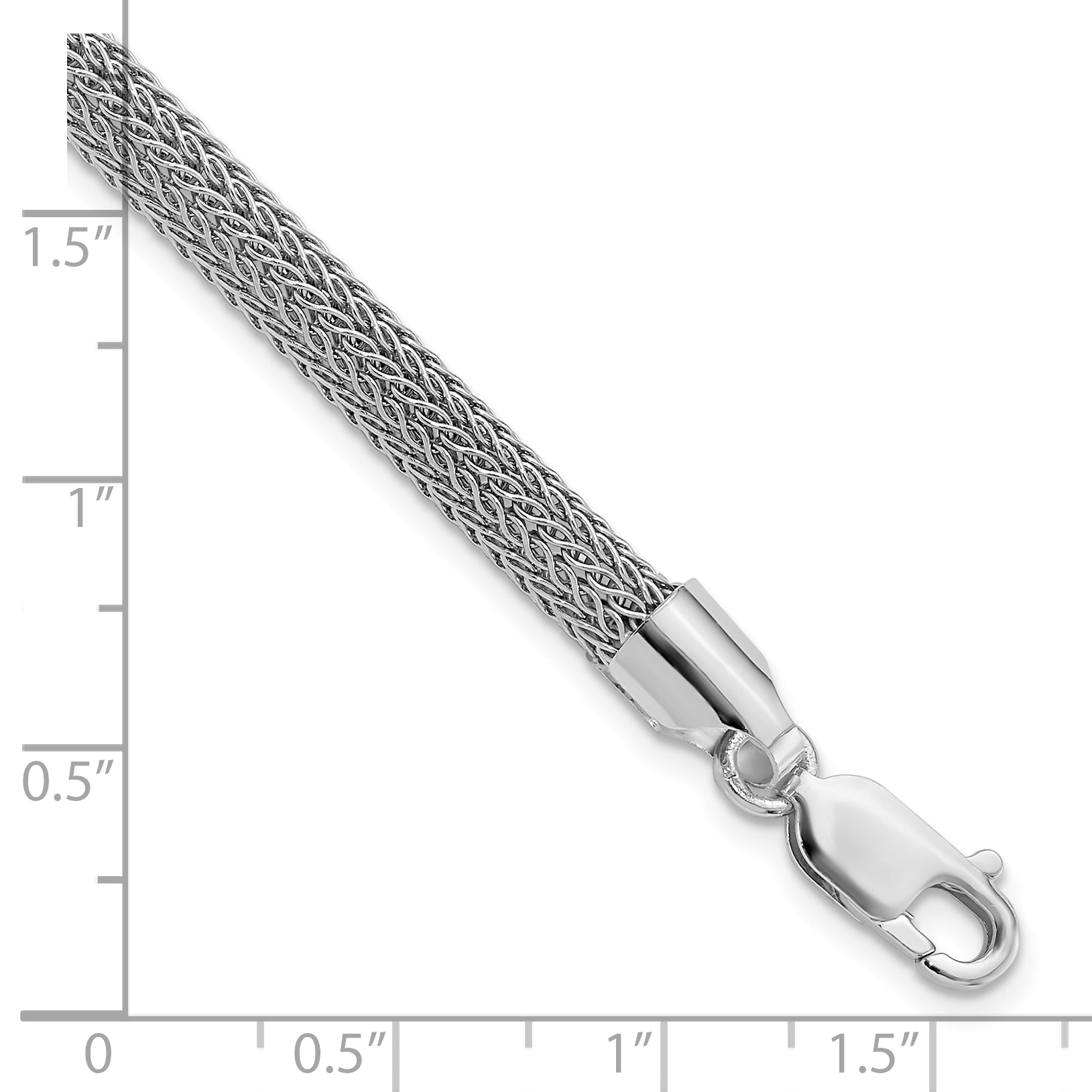 Sterling Silver Rhodium-plated Polished Mesh Woven Bracelet - 7.5