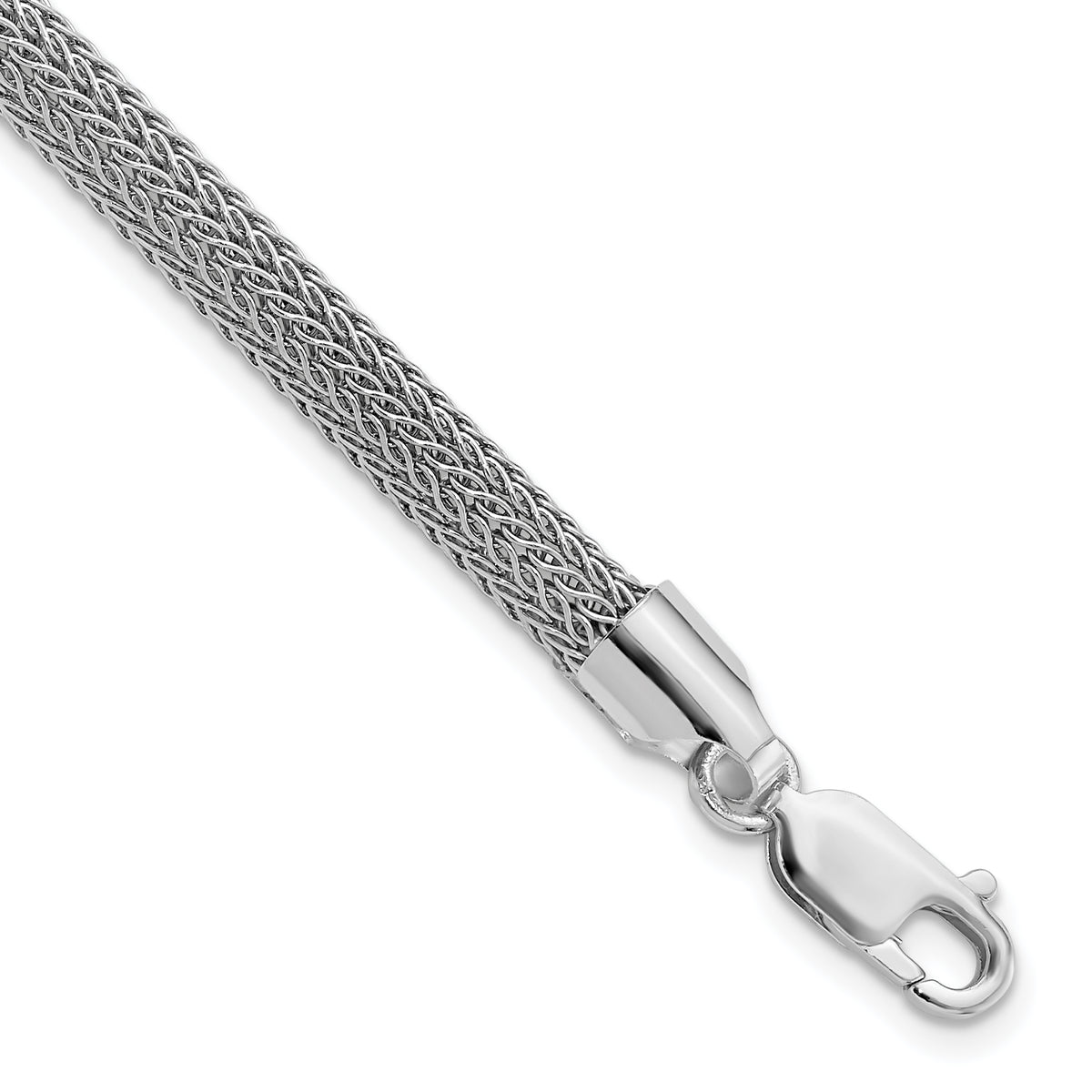 Sterling Silver Rhodium-plated Polished Mesh Woven Bracelet