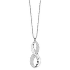 Sterling Silver Rh-pl. Brushed and Textured with 2in. ext Necklace