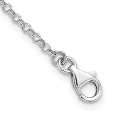 Sterling Silver Rh-pl. Brushed and Textured with 2in. ext Necklace