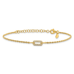 Sterling Silver Gold-plated Polished CZ with 1.5in ext. Bracelet - 8.5