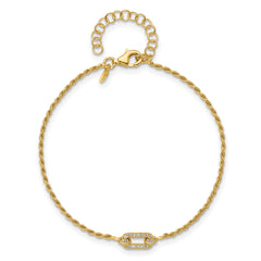 Sterling Silver Gold-plated Polished CZ with 1.5in ext. Bracelet - 8.5