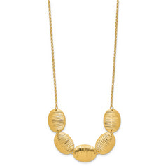 Sterling Silver Gold-tone Textured Ovals w/ 2in ext. Necklace