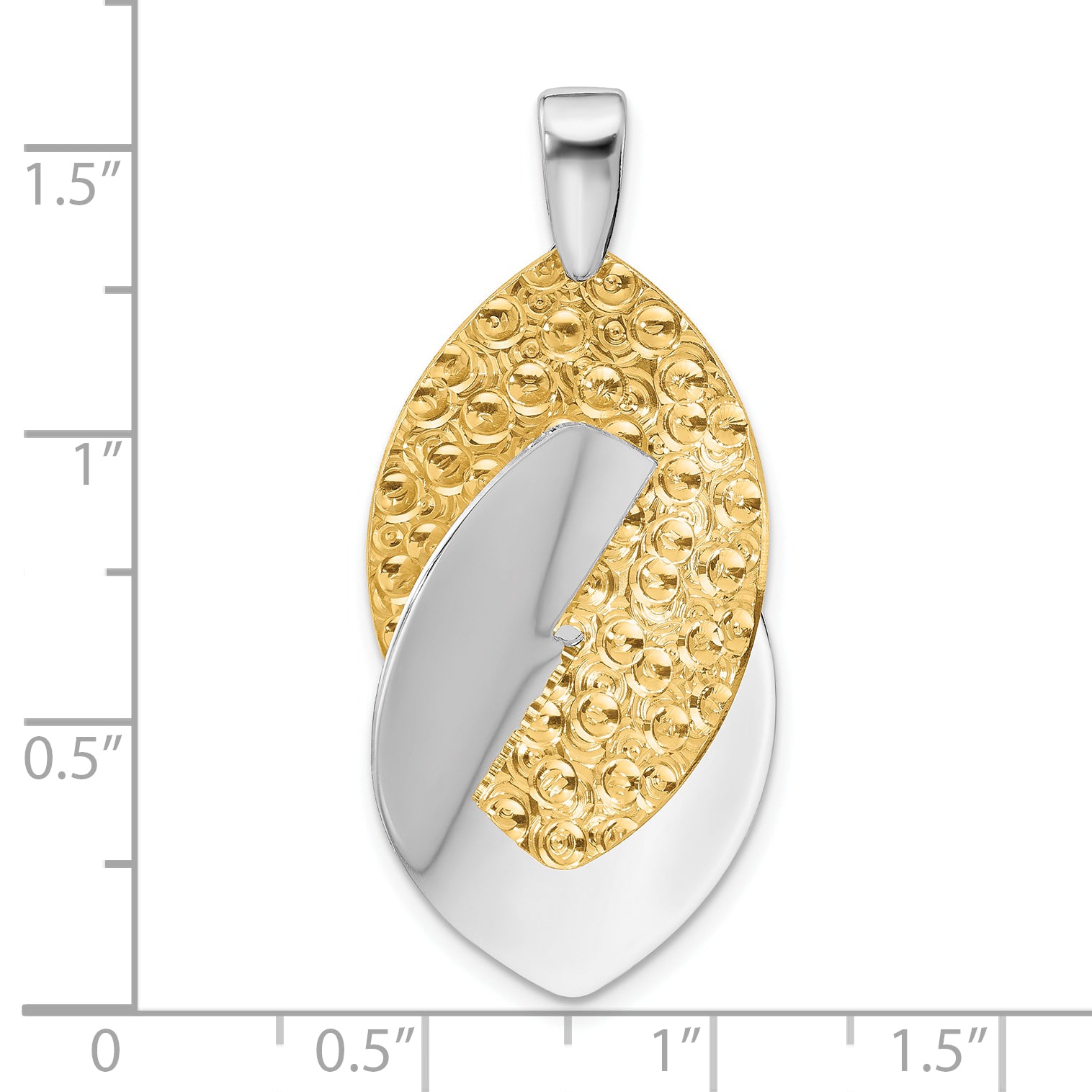 SS Rhodium and Gold-tone Polished and Textured Pendant