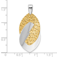 SS Rhodium and Gold-tone Polished and Textured Pendant