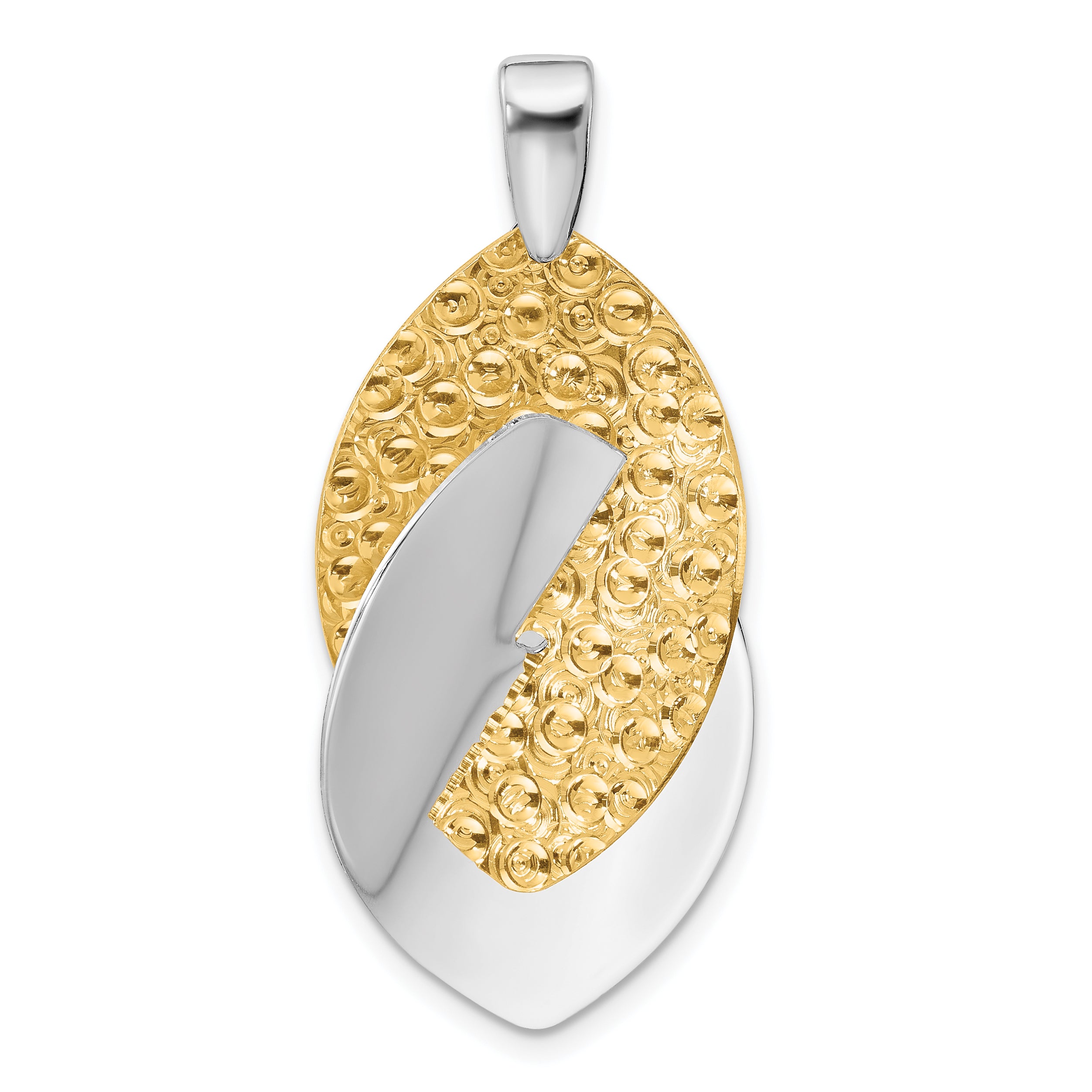 SS Rhodium and Gold-tone Polished and Textured Pendant