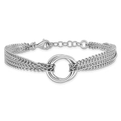 Sterling Silver RH-plated Multi-Strand Circles w/ 1in ext. Bracele