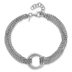 Sterling Silver RH-plated Multi-Strand Circles w/ 1in ext. Bracele