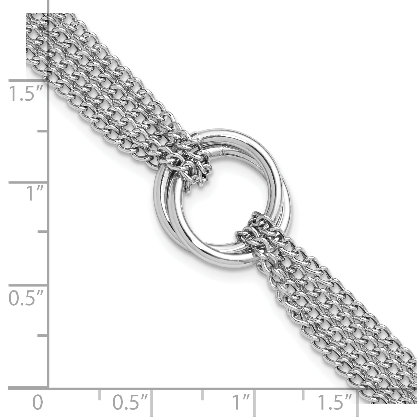 Sterling Silver RH-plated Multi-Strand Circles w/ 1in ext. Bracele