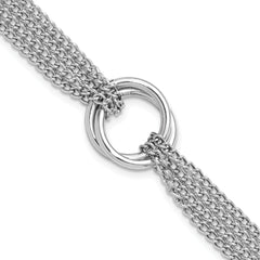 Sterling Silver RH-plated Multi-Strand Circles w/ 1in ext. Bracele