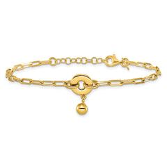 Sterling Silver Gold-plated with 1in ext. Circle Bracelet