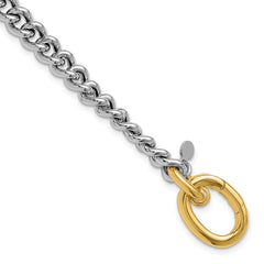 Sterling Silver Rhodium and Gold-plated with Curb Link Bracelet