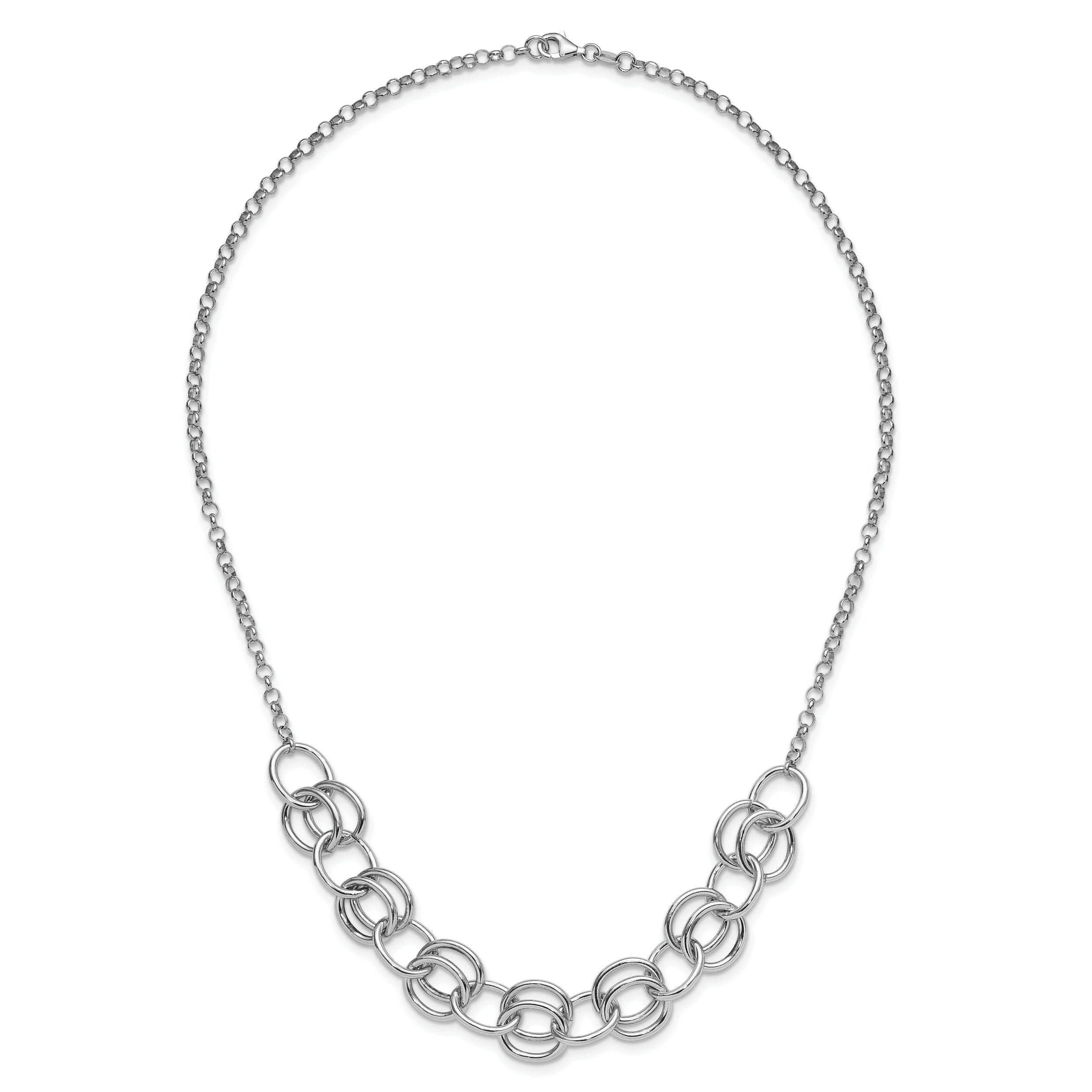 Sterling Silver Rhodium-plated Fancy Link Necklace