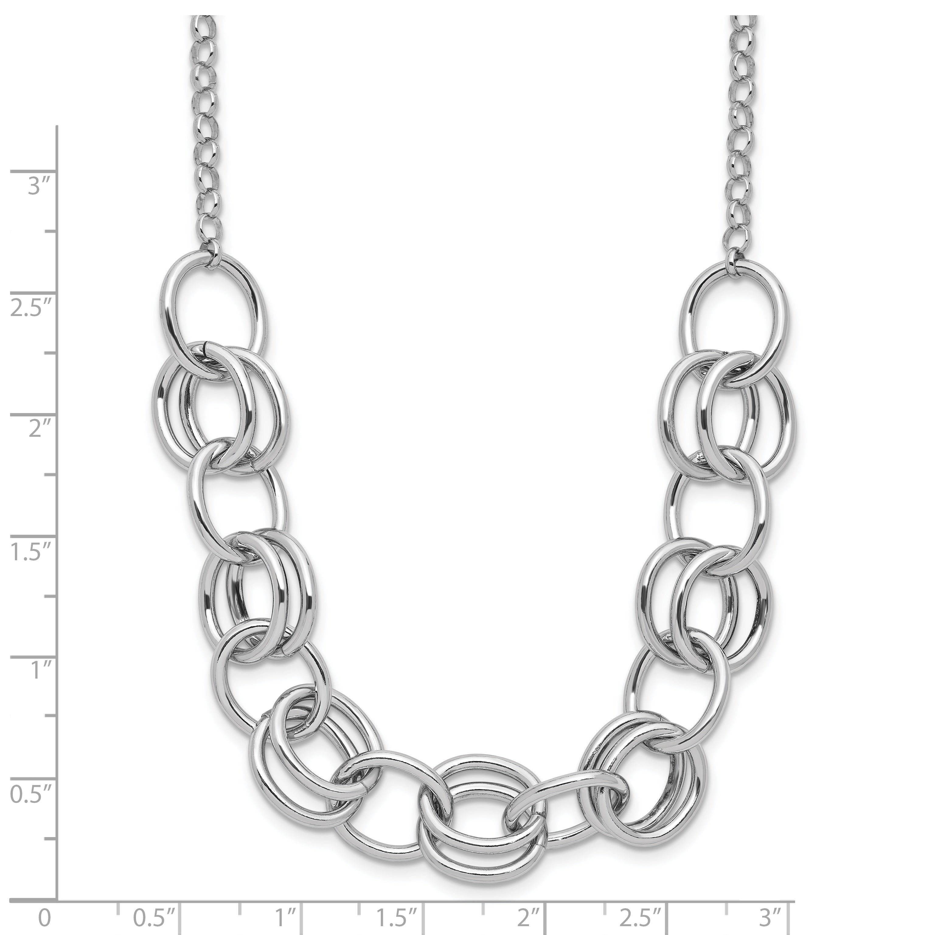Sterling Silver Rhodium-plated Fancy Link Necklace