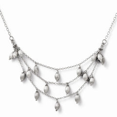 Leslie's Sterling Silver & Textured Beads Triple Strand Necklace