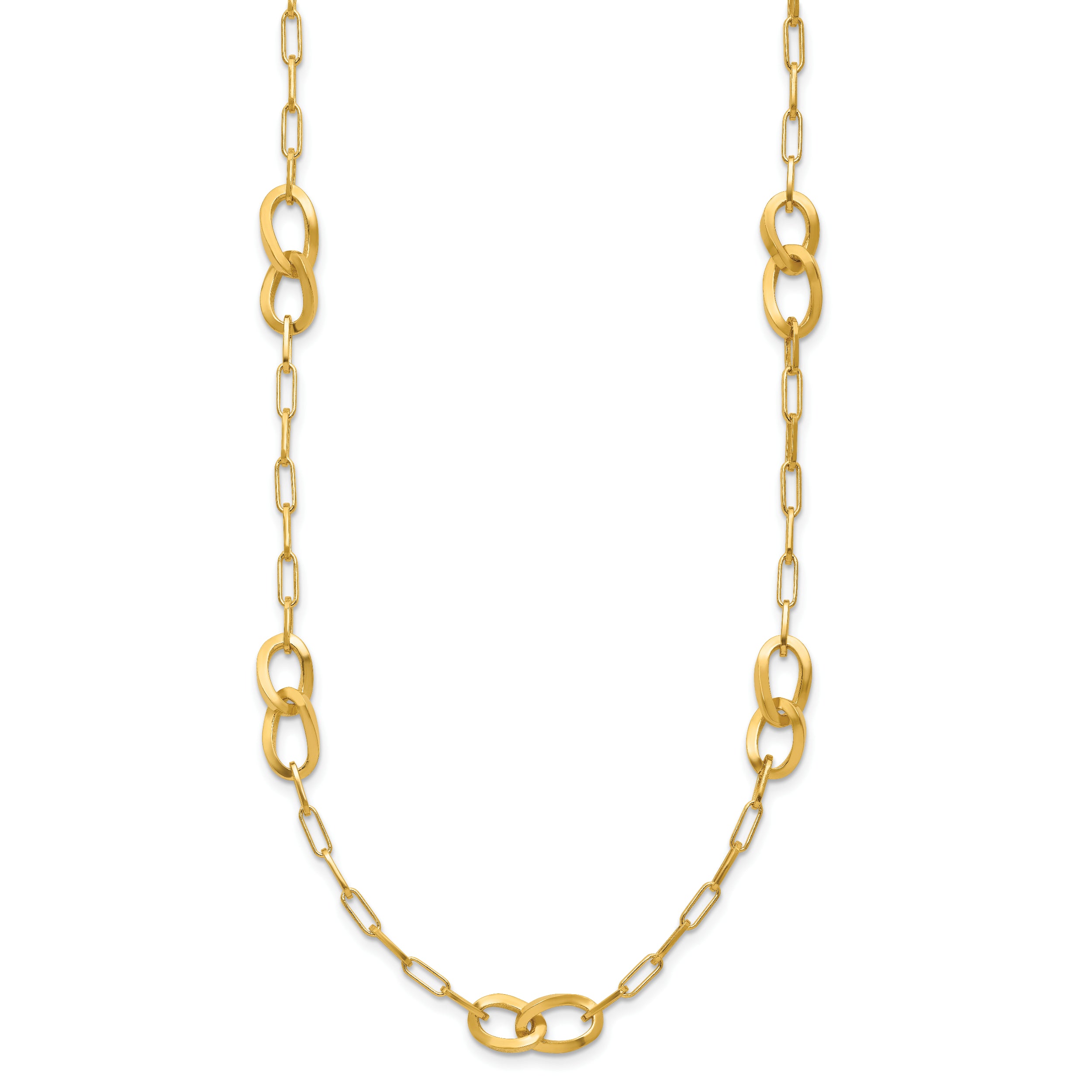 Sterling Silver Gold-plated Fancy Link with 1in ext. Necklace