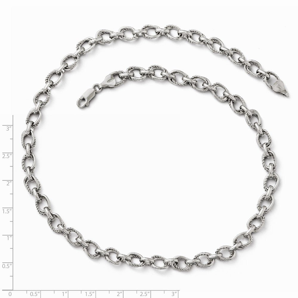 Leslie's Sterling Silver Polished and Textured Link Necklace