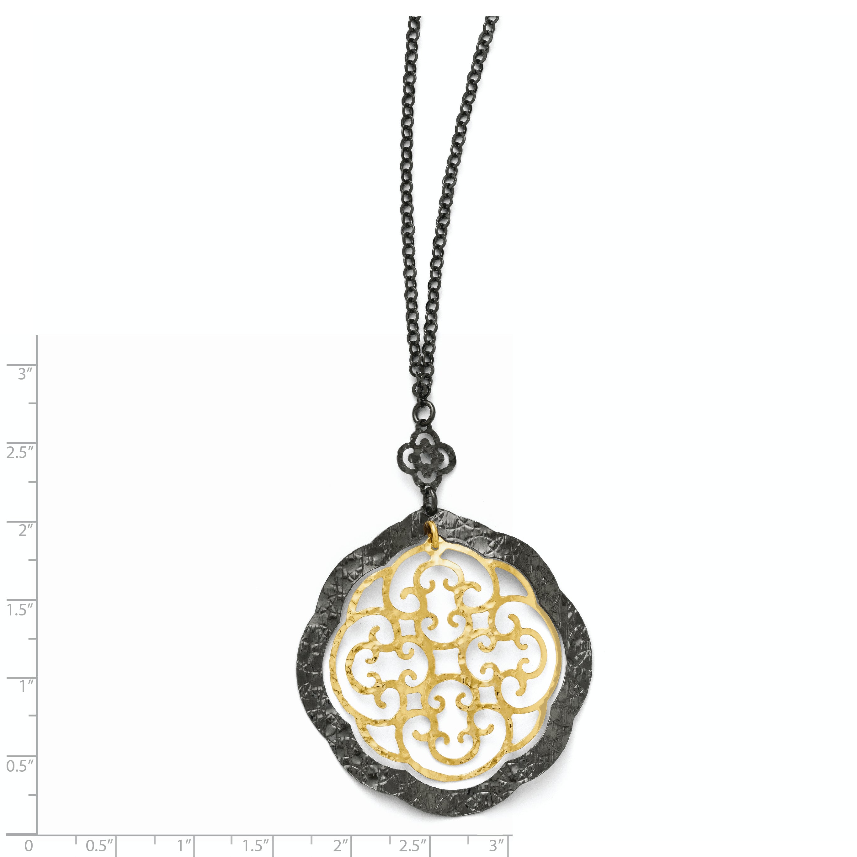 Sterling Silver 14K Two-Tone Necklace with Elegant Themed Pendant