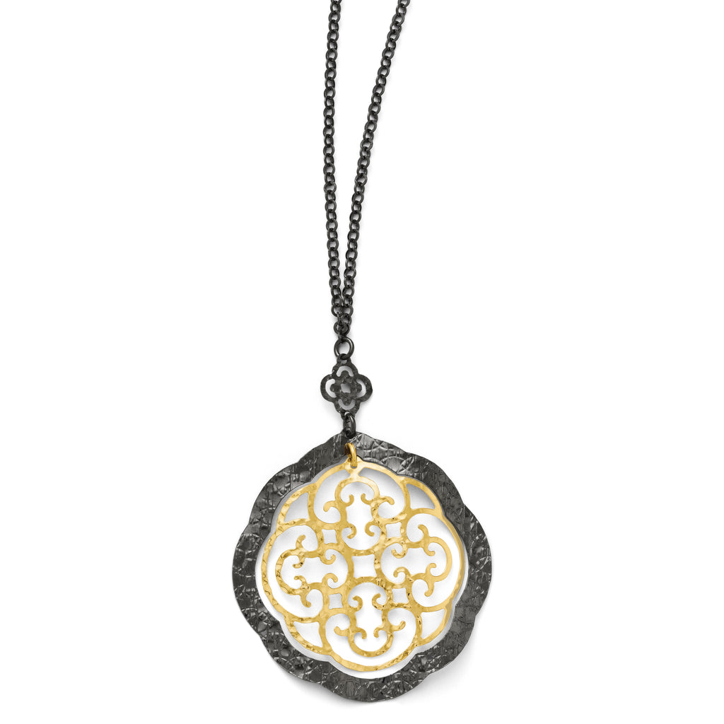 Sterling Silver/Ruthenium/Gold-tone 14k Flash Necklace