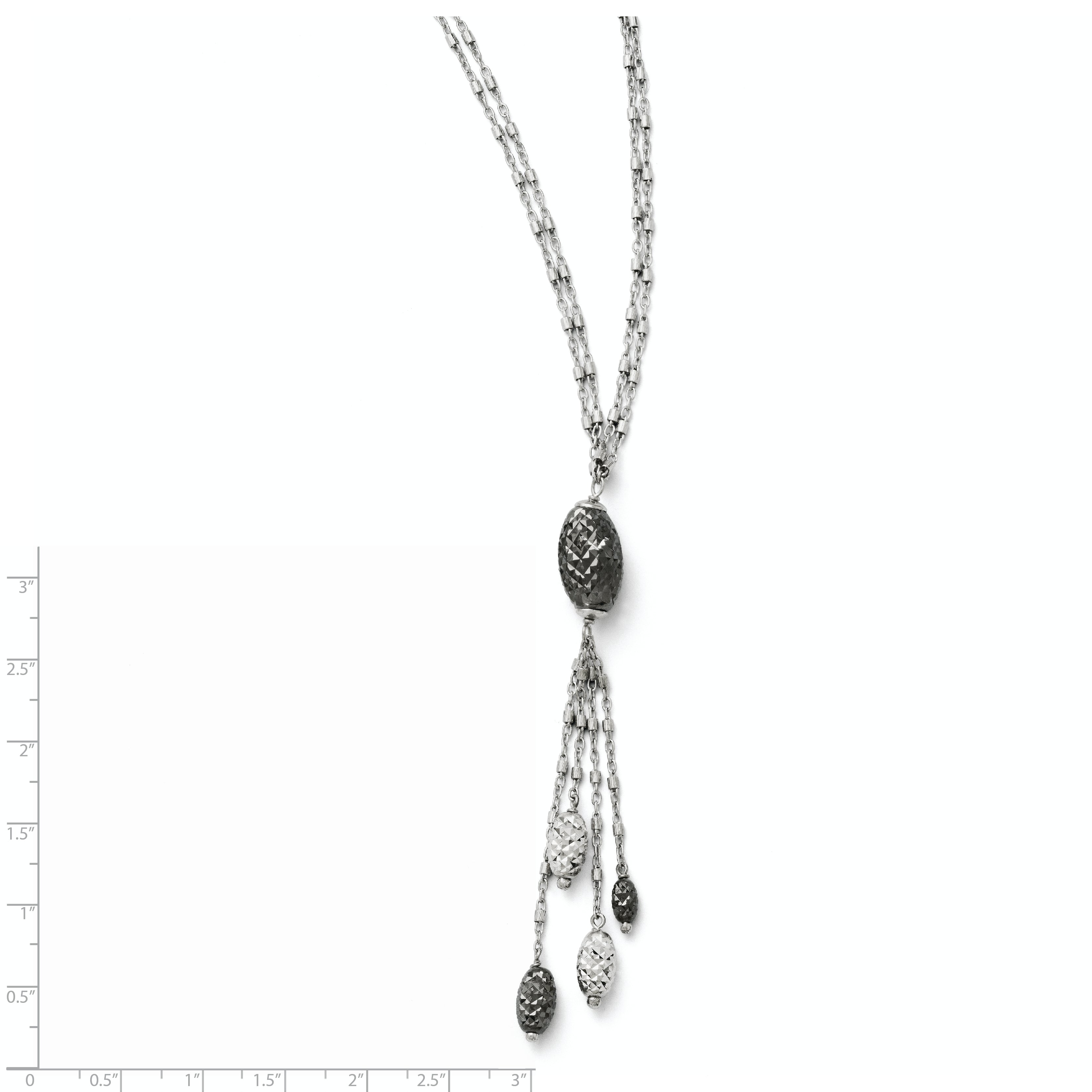 Sterling Silver Ruthenium-Plated Double Strand Necklace with Diamond-Cut Charm Secondary image
