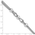 Sterling Silver Polished 4 Strand Beaded w/1in ext. Bracelet