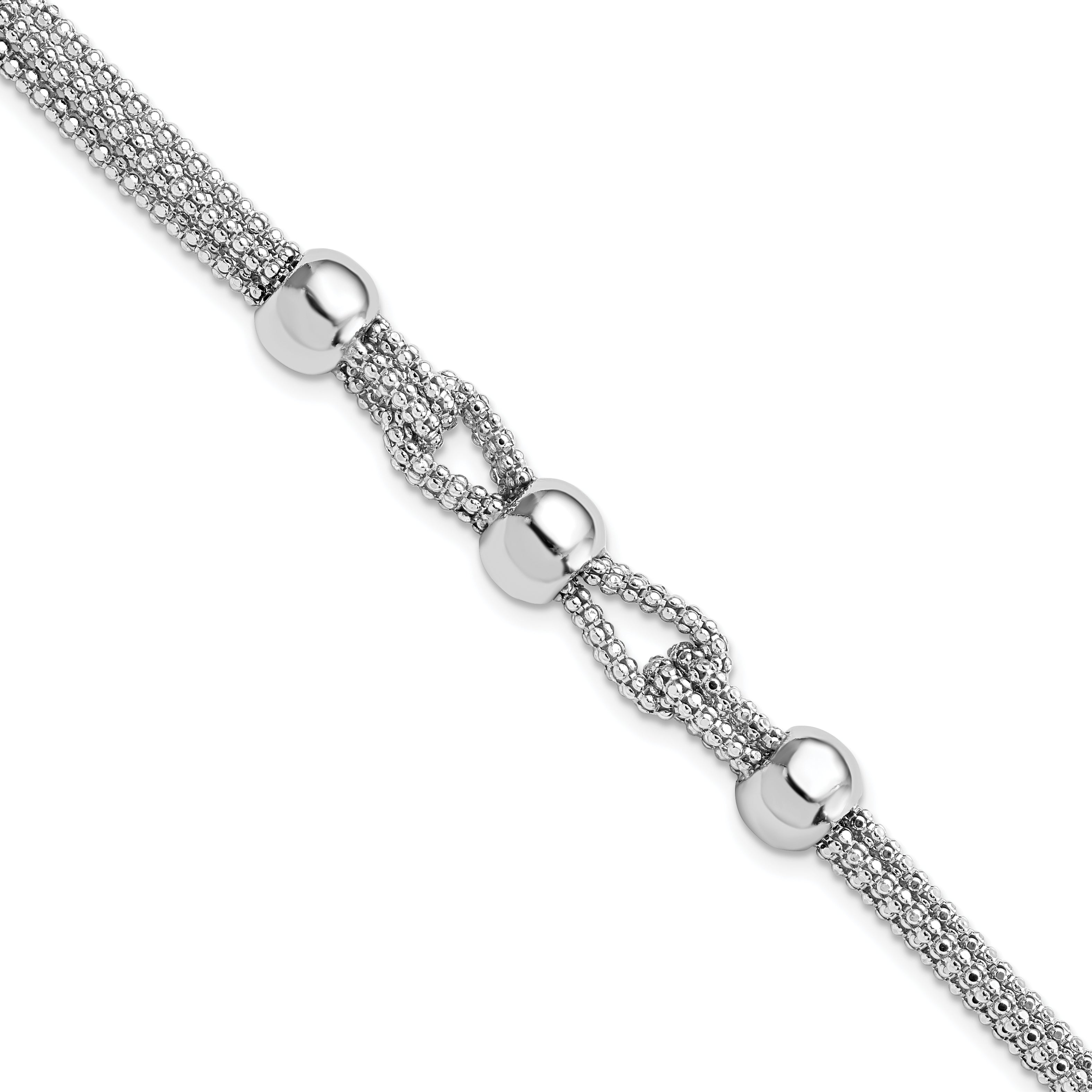 Sterling Silver Polished 4 Strand Beaded w/1in ext. Bracelet Main image