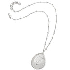 Sterling Silver 925 Polished Beaded Necklace with Glitter Pendant Extension