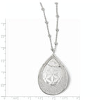 Sterling Silver 925 Polished Beaded Necklace with Glitter Pendant Extension